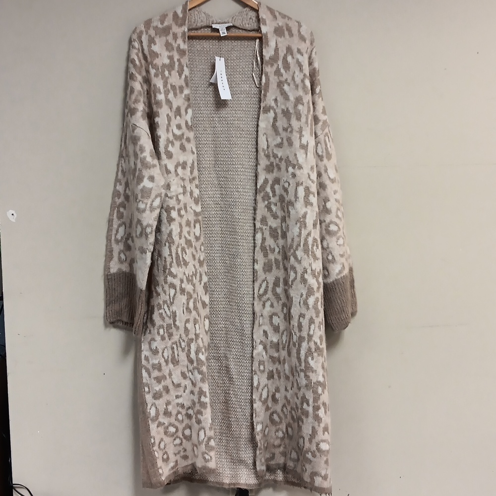 top shop long sleeve cheetah print cardigan size 4 womens